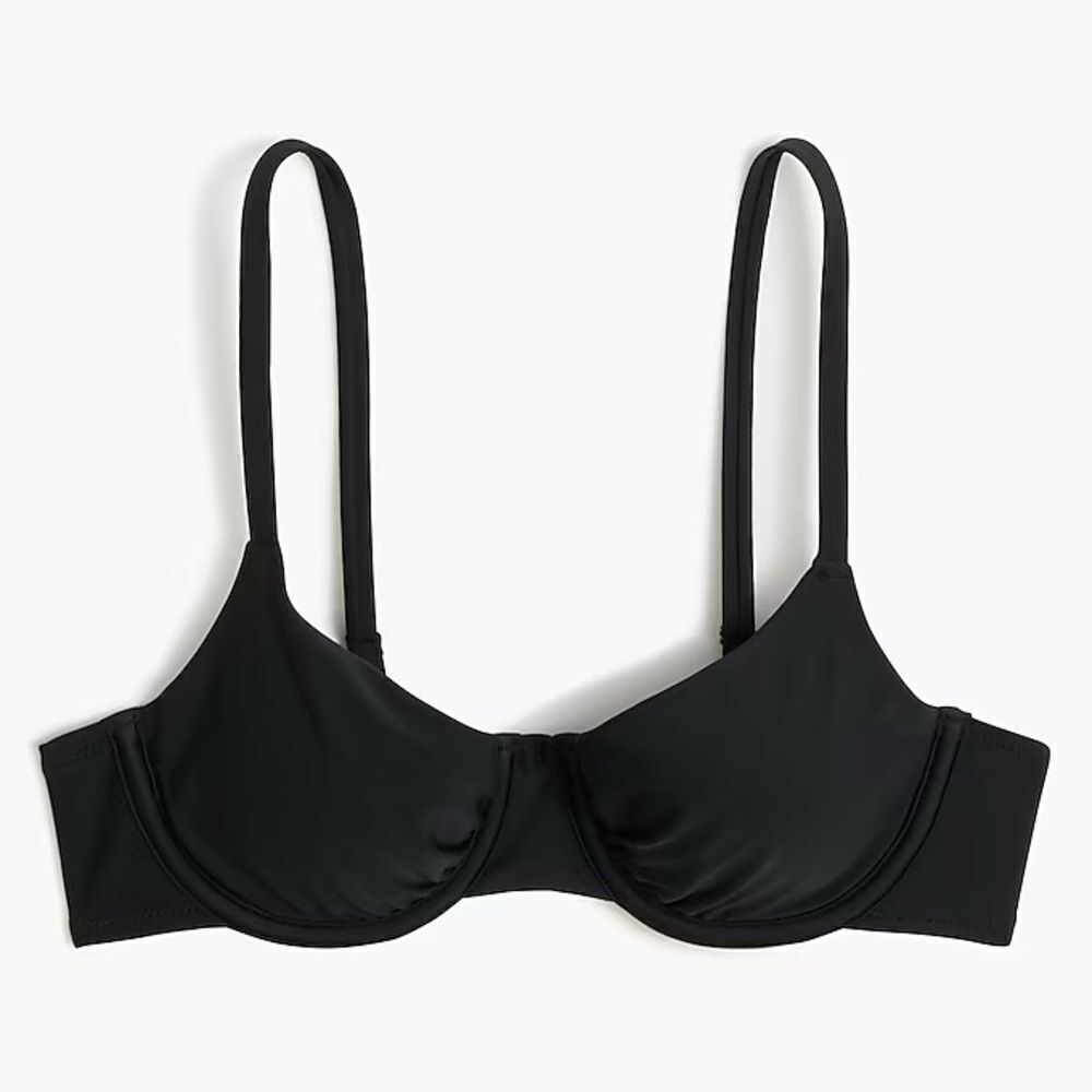 NWT J CREW Factory Underwire bikini top in black size 34B